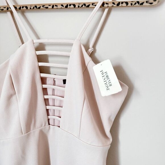 NWT Forever 21 nude caged neck strappy bodycon mini dress - Picture 2 of 7